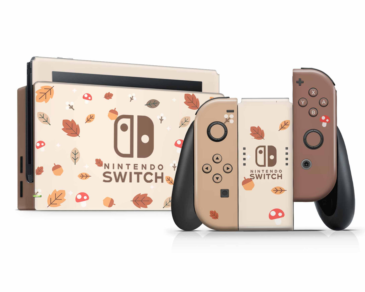 Cute Mushroom Leaves Nintendo Switch Skin