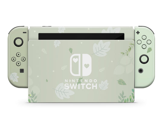 Matcha Leaves Nintendo Switch OLED Skin