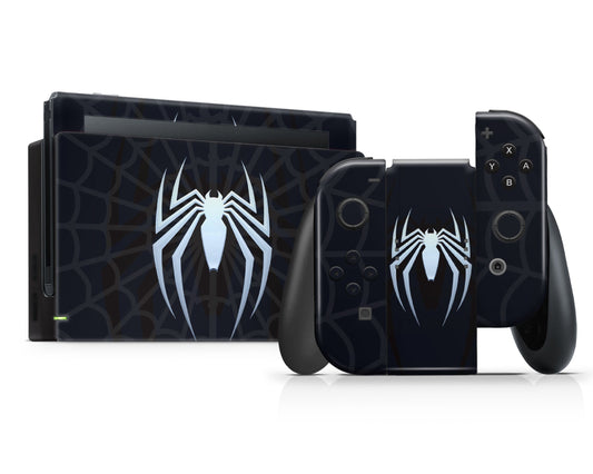 Lux Skins Nintendo Switch Black Spiderman Logo Full Set Skins - Pop culture Spiderman Skin