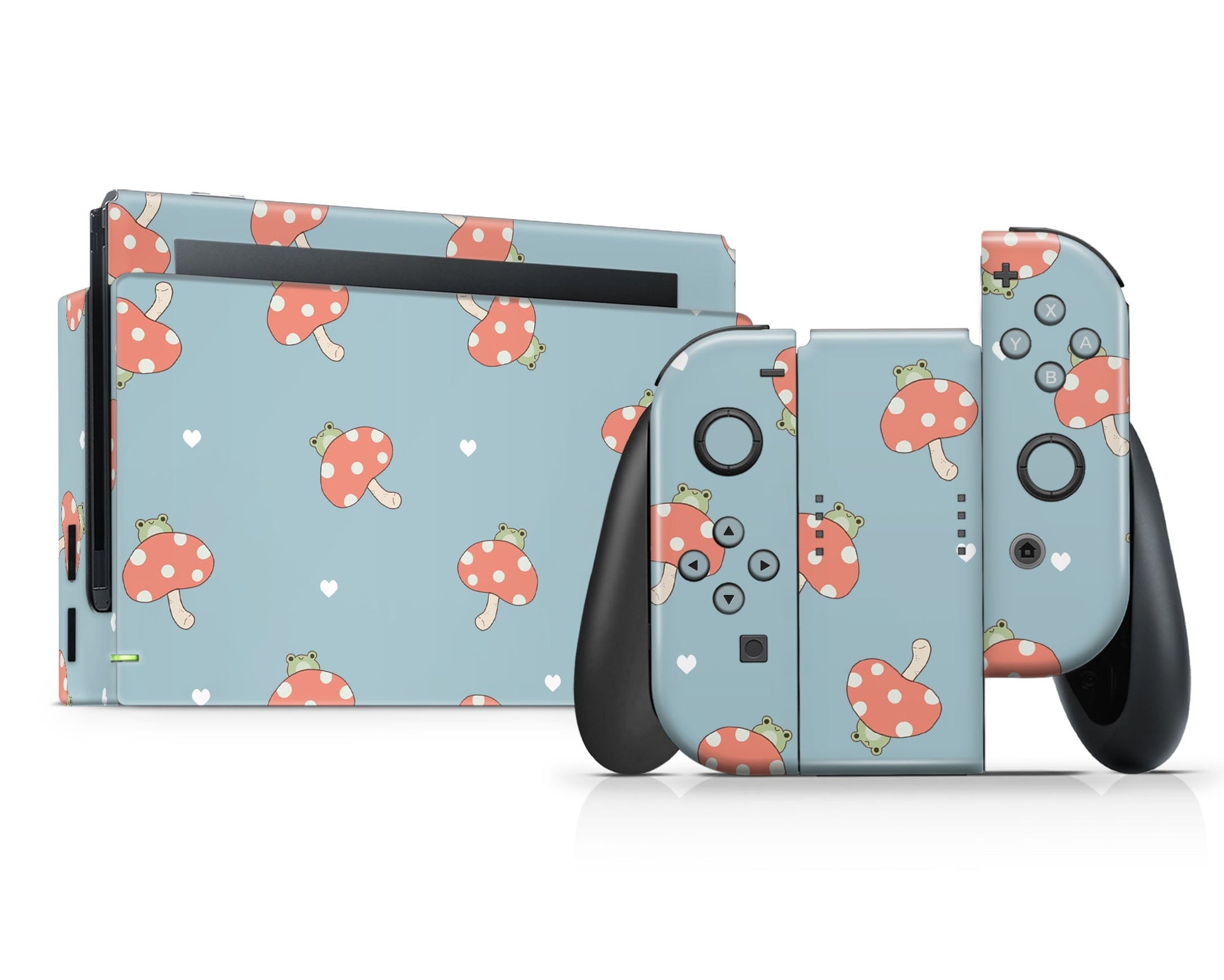 Lux Skins Nintendo Switch Froggie Toadstool Mushroom Full Set Skins - Art Artwork Skin