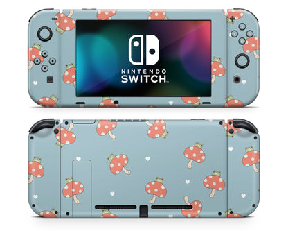 Lux Skins Nintendo Switch Froggie Toadstool Mushroom Full Set +Tempered Glass Skins - Art Artwork Skin