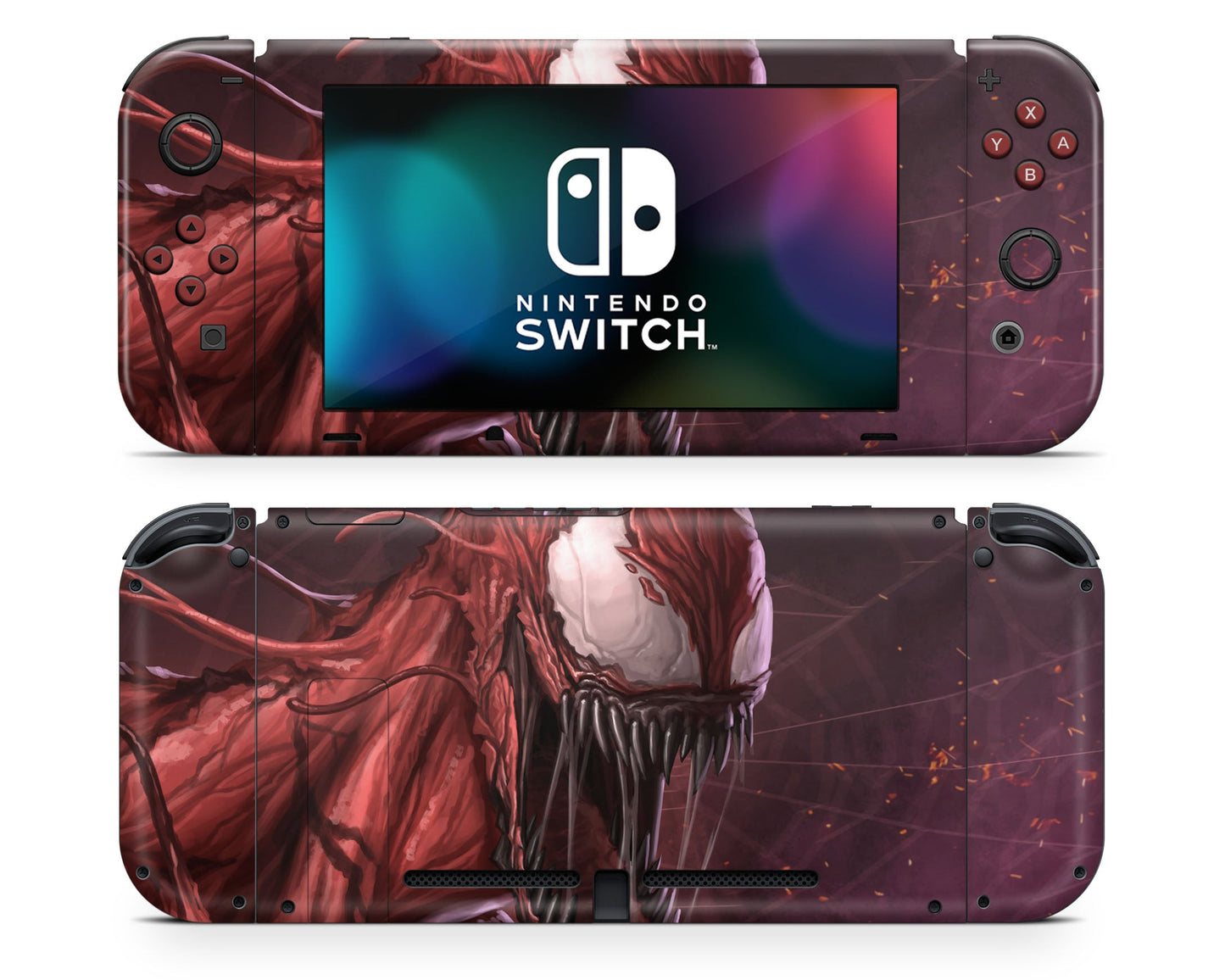 Lux Skins Nintendo Switch Red Carnage Full Set +Tempered Glass Skins - Pop culture Venom Skin