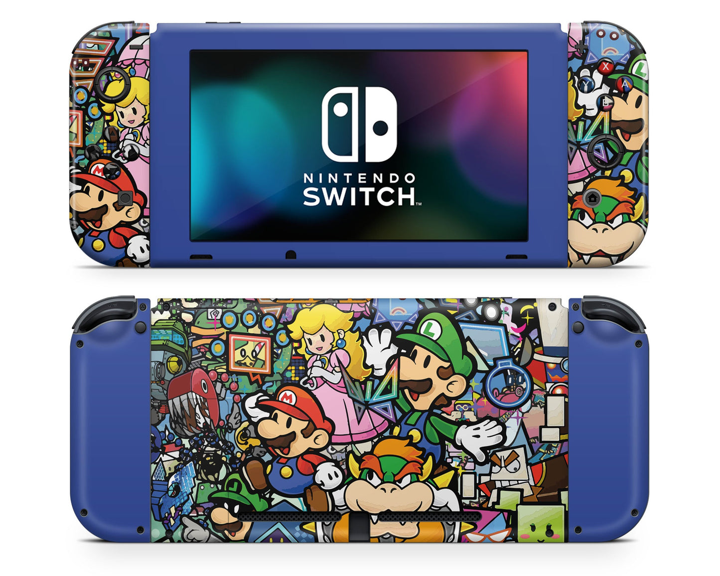 Lux Skins Nintendo Switch Paper Mario Full Set +Tempered Glass Skins - Pop culture Mario Skin