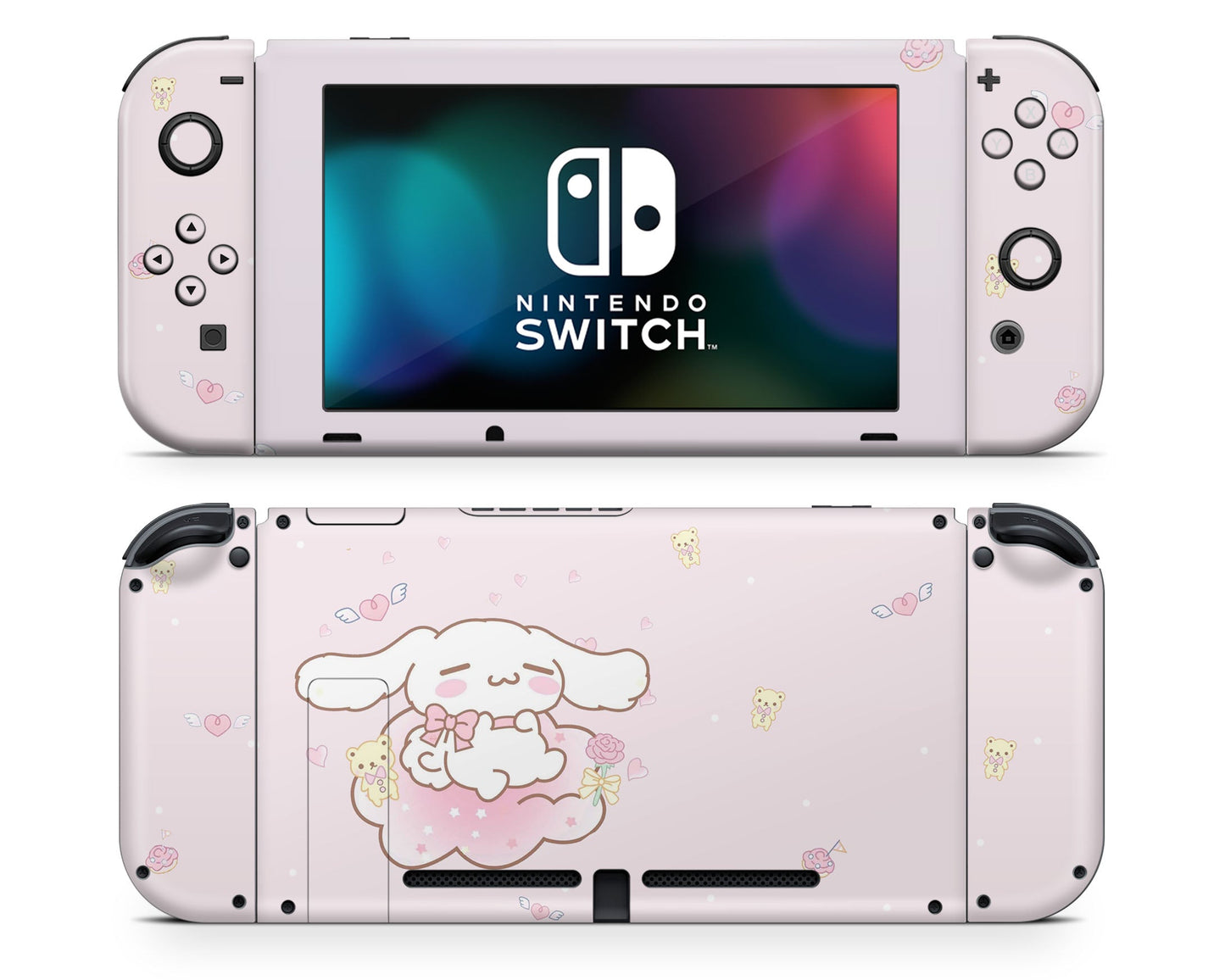 Lux Skins Nintendo Switch Cinnamoroll Cloud Pink Full Set +Tempered Glass Skins - Anime Cinnamoroll Skin