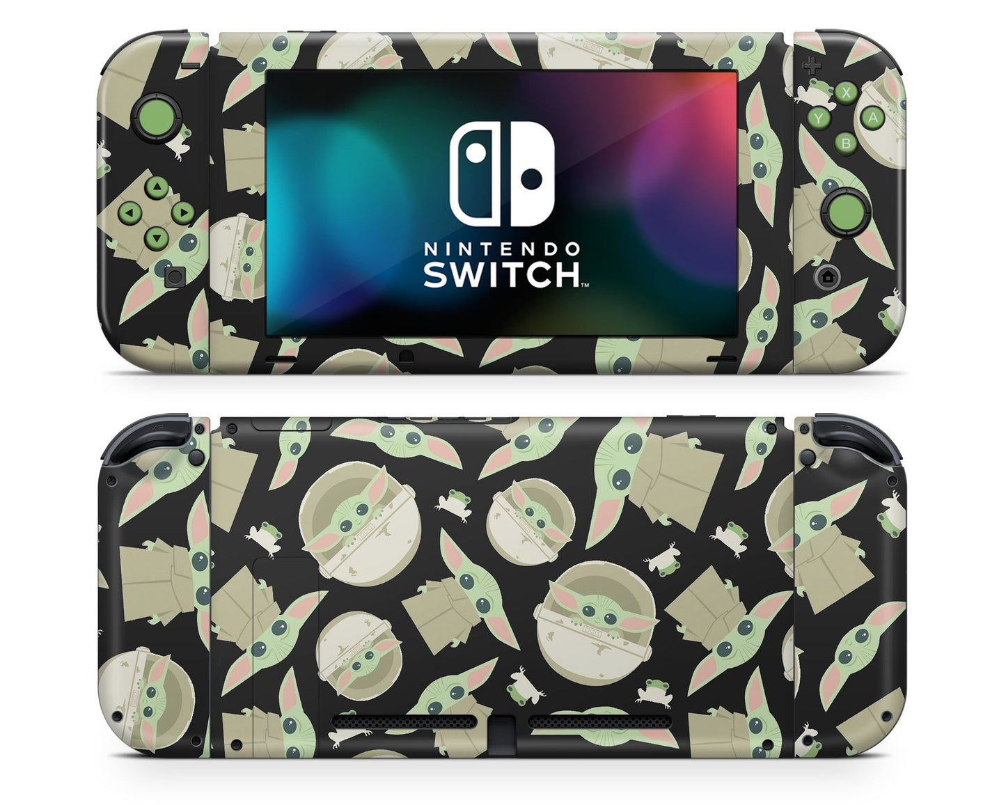 Lux Skins Nintendo Switch Dark Baby Yoda Pattern Full Set +Tempered Glass Skins - Pop culture Star Wars Skin