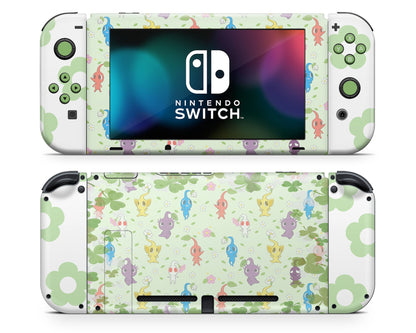 Lux Skins Nintendo Switch Pikmin Green Full Set +Tempered Glass Skins - Pop culture  Skin