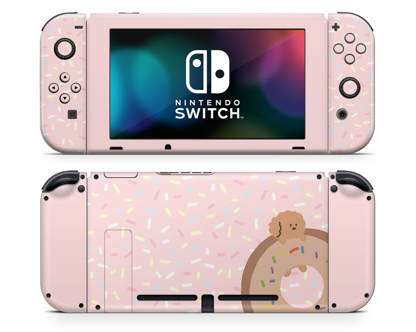 Lux Skins Nintendo Switch Sweet Donut Puppy Full Set +Tempered Glass Skins - Art Animals Skin