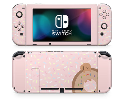 Lux Skins Nintendo Switch Sweet Donut Puppy Full Set +Tempered Glass Skins - Art Animals Skin