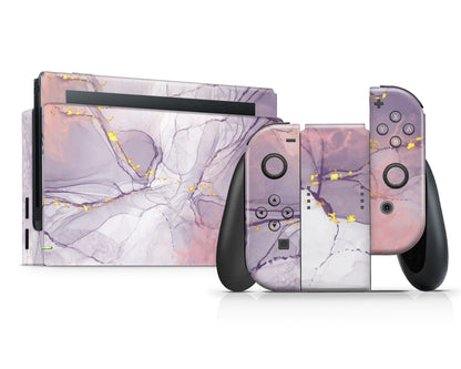 Ethereal Purple Gold Marble Nintendo Switch Skin