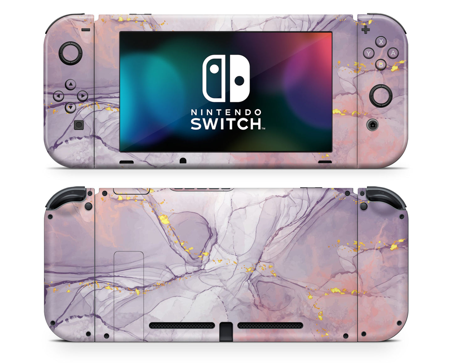 Ethereal Purple Gold Marble Nintendo Switch Skin