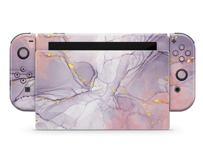 Ethereal Purple Gold Marble Nintendo Switch Skin