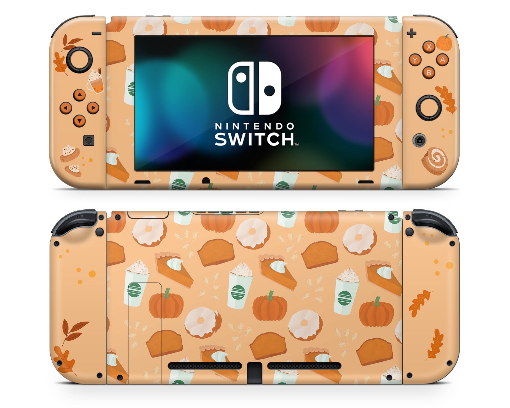 Lux Skins Nintendo Switch Pumpkin Spice & Everything Nice Full Set +Tempered Glass Skins - Art Artwork Skin