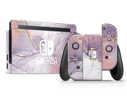 Ethereal Purple Gold Marble Nintendo Switch Skin