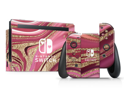 Royal Golden Pink Nintendo Switch Skin