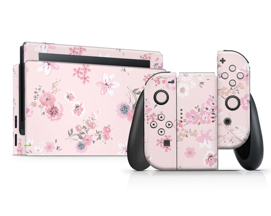 Pretty Pink Flowers Nintendo Switch Skin