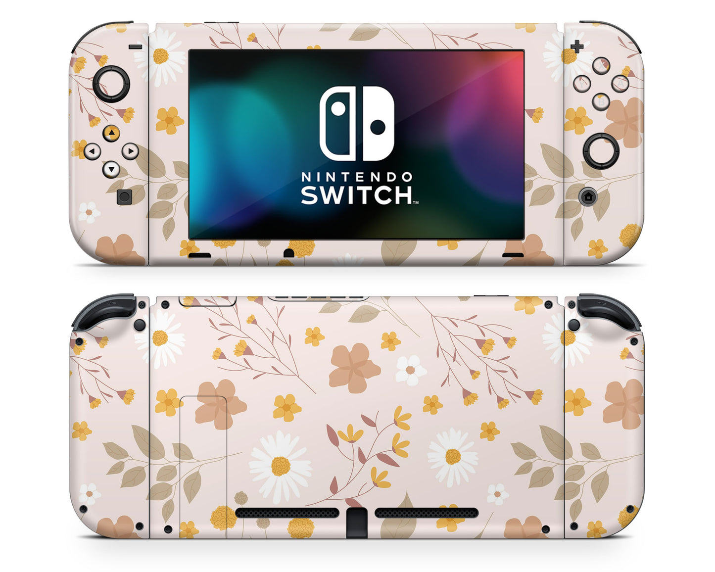 Beige Pressed Flowers Nintendo Switch Skin