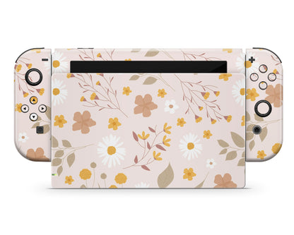 Beige Pressed Flowers Nintendo Switch Skin