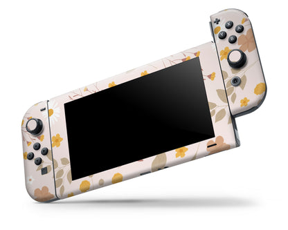 Beige Pressed Flowers Nintendo Switch Skin