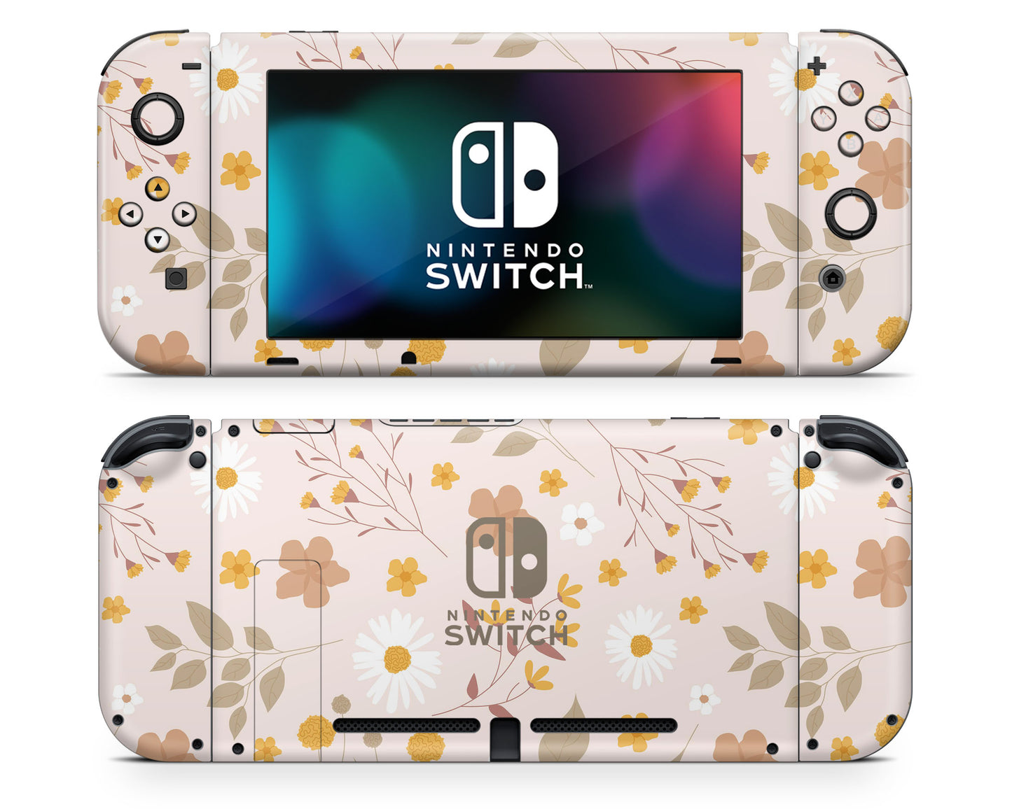 Beige Pressed Flowers Nintendo Switch Skin