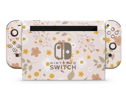 Beige Pressed Flowers Nintendo Switch Skin