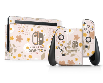 Beige Pressed Flowers Nintendo Switch Skin