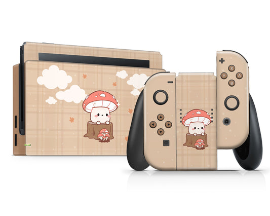 Lux Skins Nintendo Switch Brown Mushroom Cutie Full Set Skins - Art Floral Skin