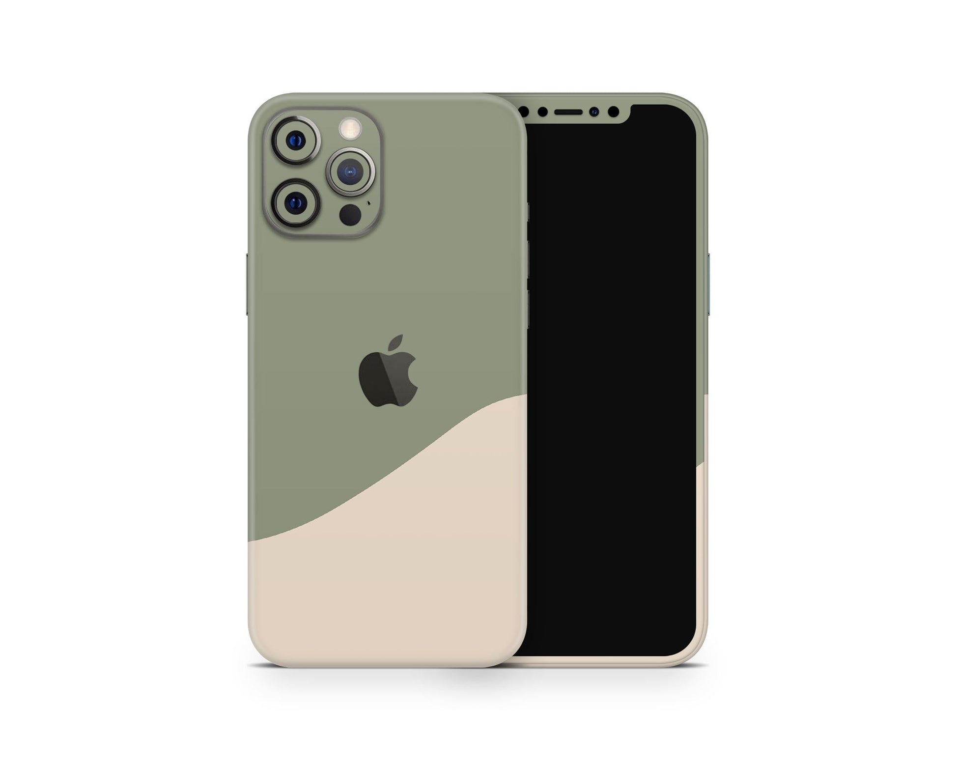 Lux Skins iPhone Two Tone Wild Sage Green Cream iPhone 16 Pro Max Skins - Solid Colours Colour Blocking Skin