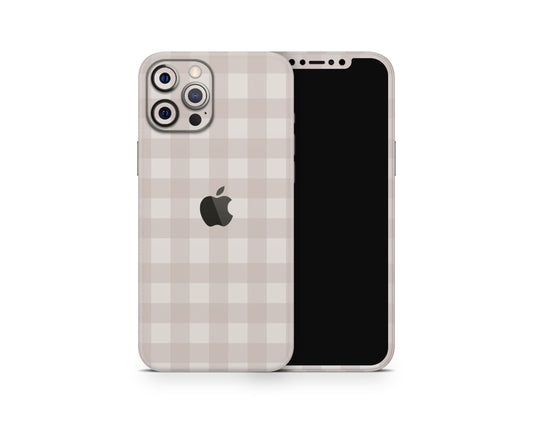 Lux Skins iPhone Beige Gingham iPhone 16 Pro Max Skins - Pattern Artwork Skin