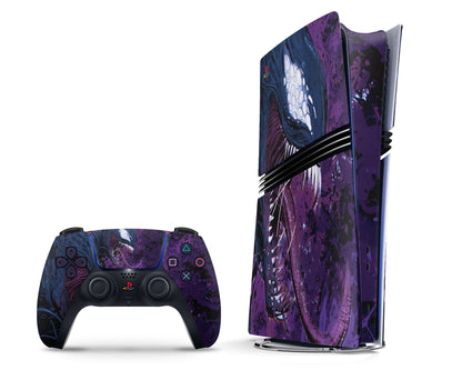 Lux Skins PS5 Pro Purple Venom PS5 Pro Skins - Pop culture Spiderman Skin