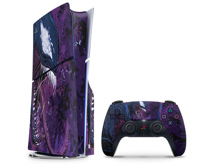 Lux Skins PS5 Slim Purple Venom PS5 Slim Skins - Pop culture Spiderman Skin