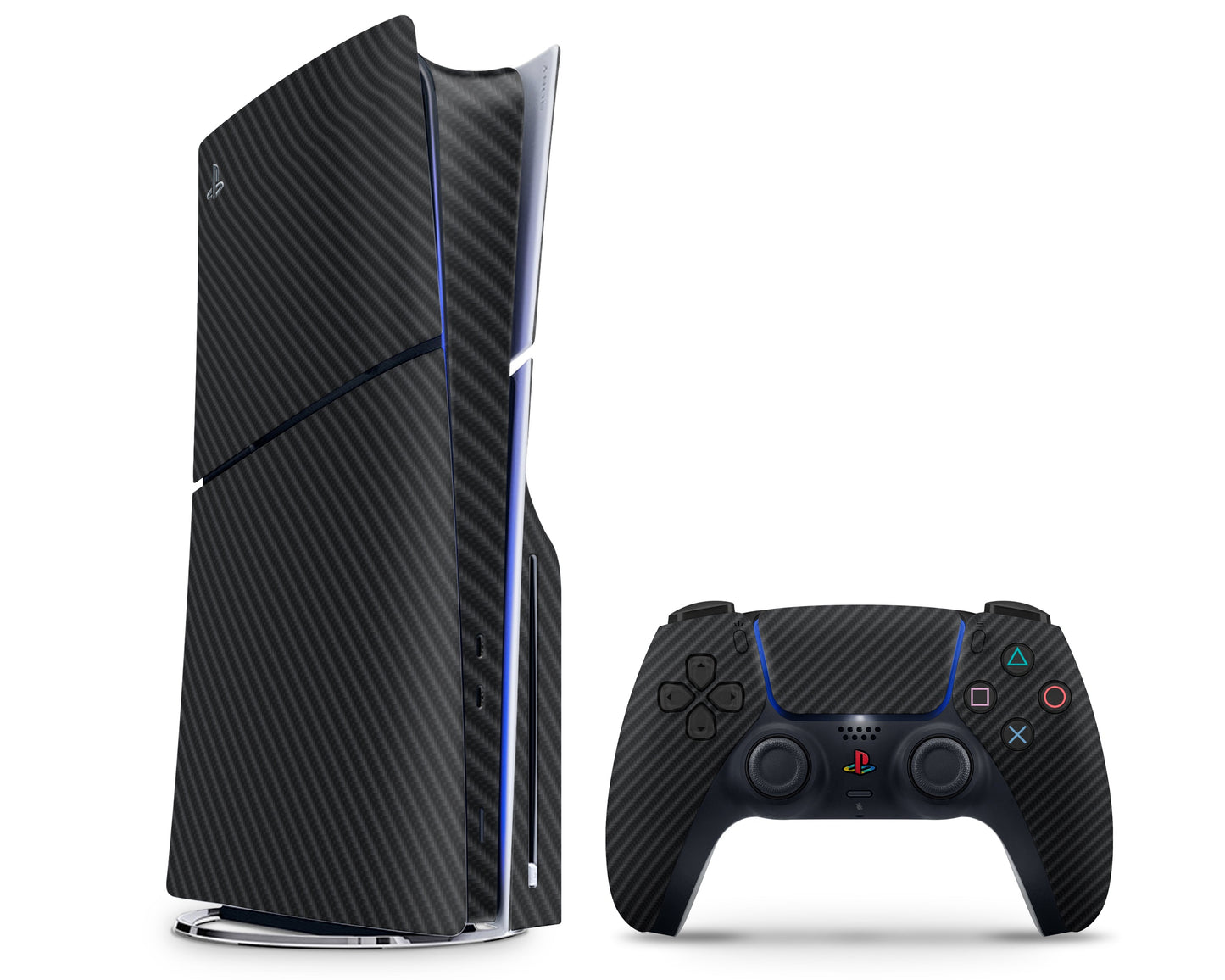 Lux Skins PS5 Slim Black Carbon Fibre PS5 Slim Skins - Pattern Texture Skin