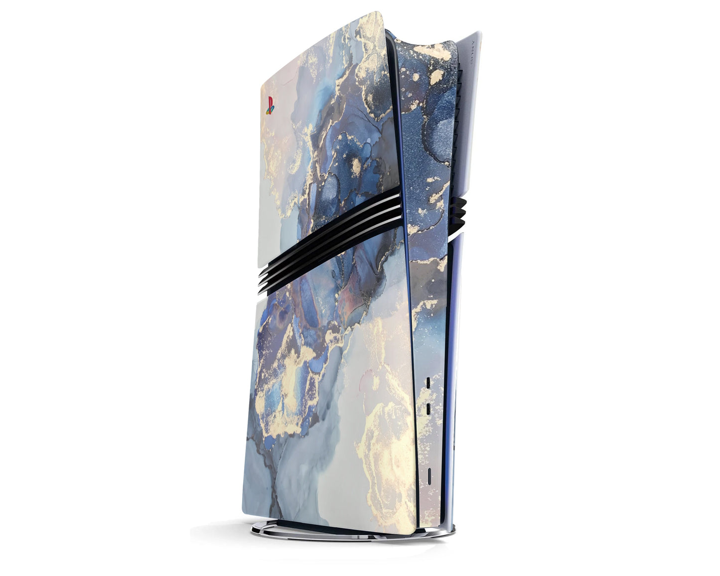 Lux Skins PS5 Pro Ethereal Blue Gold Marble PS5 Pro Skins - Pattern Marble Skin