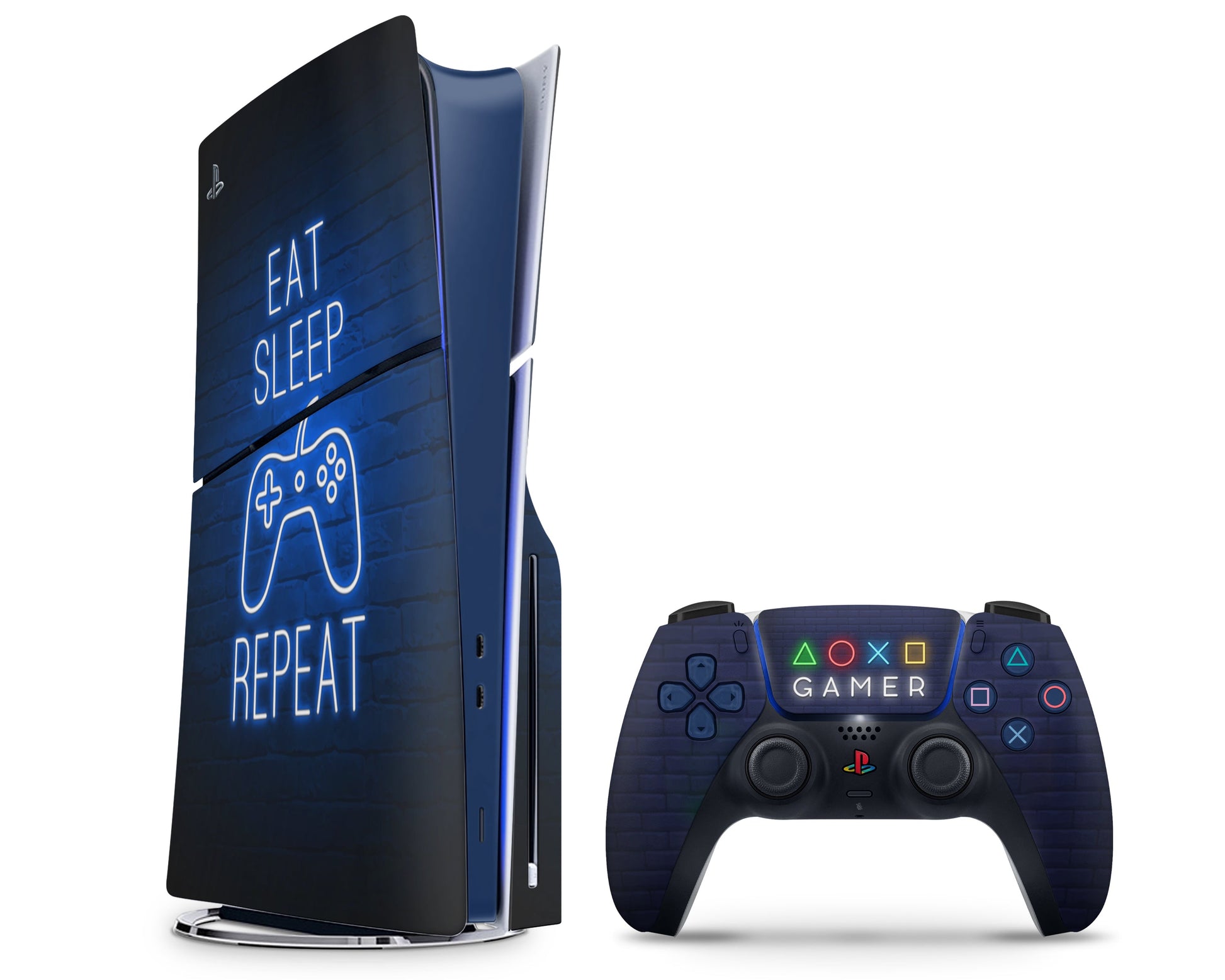 Lux Skins PS5 Slim Eat Sleep Game Repeat PS5 Slim Skins - Pop culture Retro Skin