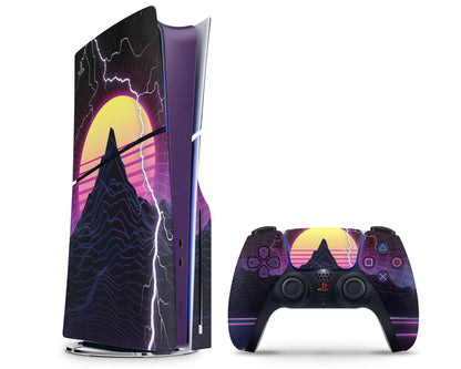 Lux Skins PS5 Slim Retrowave Synthwave PS5 Slim Skins - Pop culture Retro Skin