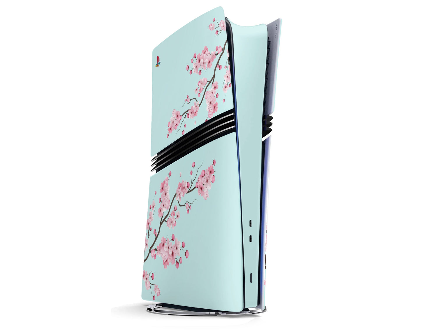 Lux Skins PS5 Pro Teal Cherry Blossom PS5 Pro Skins - Art Floral Skin