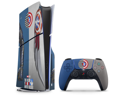 Lux Skins PS5 Slim Falcon and the Winter Soldier PS5 Slim Skins - Pop culture Comics Skin