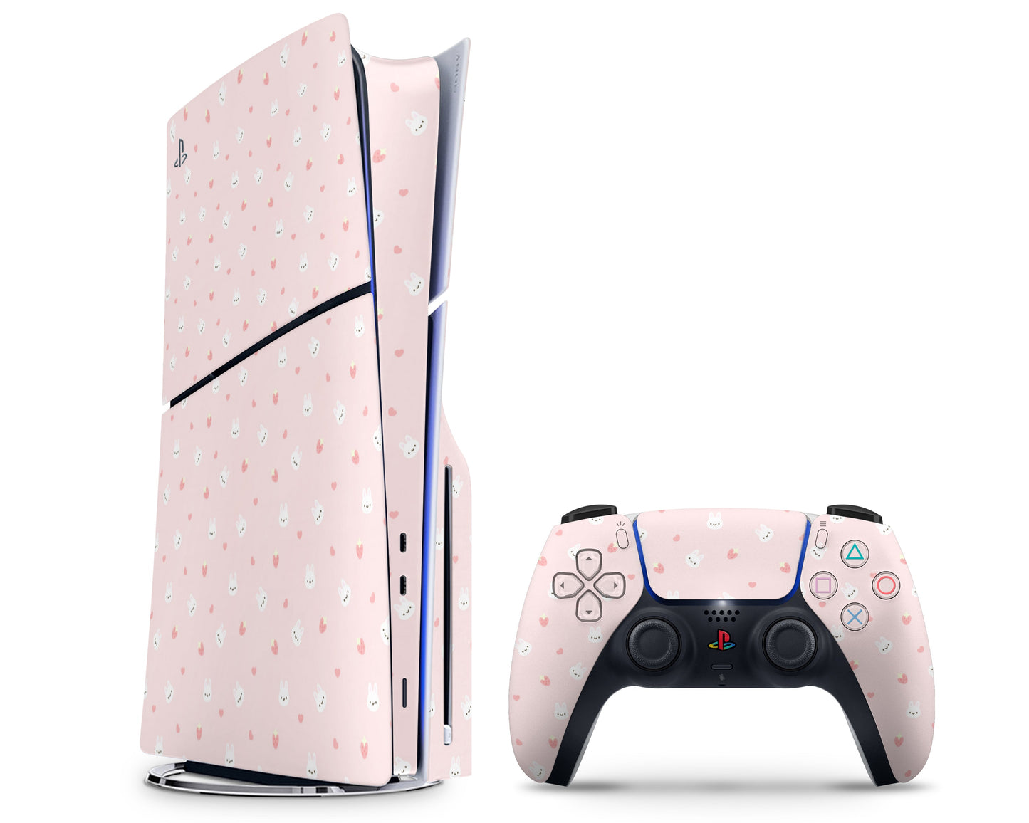 Lux Skins PS5 Slim Pink Strawberry Rabbit PS5 Slim Skins - Art Animals Skin