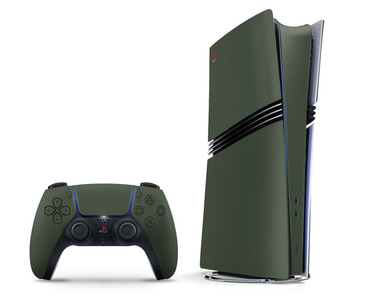 Lux Skins PS5 Pro Classic Khaki Green Retro PS5 Pro Skins - Solid Colours Retro Skin