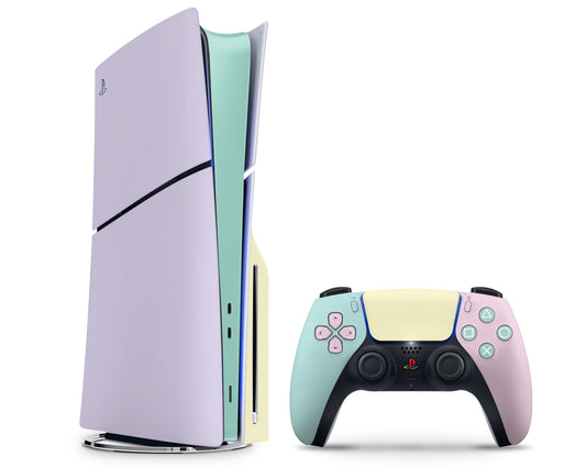 Lux Skins PS5 Slim Retro 80s Pastel Color Blocking PS5 Slim Skins - Solid Colours Colour Blocking Skin