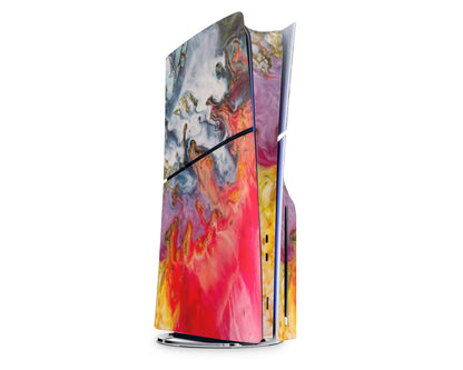 Lux Skins PS5 Slim Ethereal Cosmos Red Gold Marble PS5 Slim Skins - Pattern Marble Skin