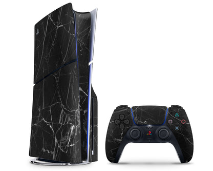 Lux Skins PS5 Slim Black Marble PS5 Slim Skins - Pattern Marble Skin