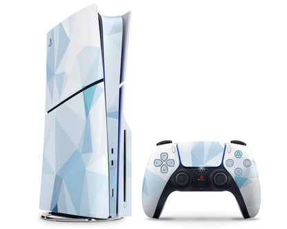 Lux Skins PS5 Slim Ice Blue Geometric PS5 Slim Skins - Pattern Texture Skin