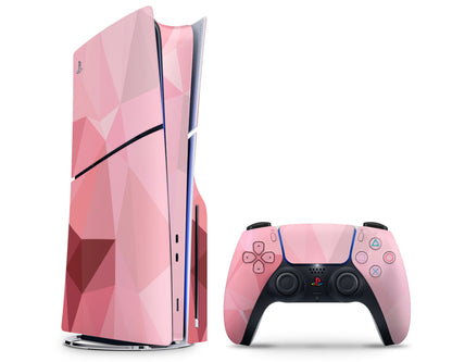 Lux Skins PS5 Slim Pink Geometric PS5 Slim Skins - Pattern Texture Skin