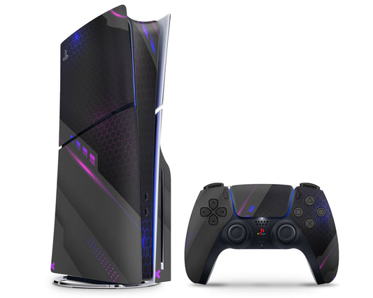 Lux Skins PS5 Slim Neon Galatic Slate Black PS5 Slim Skins - Pattern Texture Skin