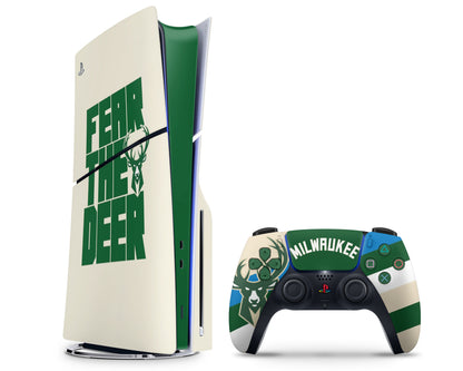 Lux Skins PS5 Slim Milwaukee Bucks PS5 Slim Skins - Sports Basketball Skin