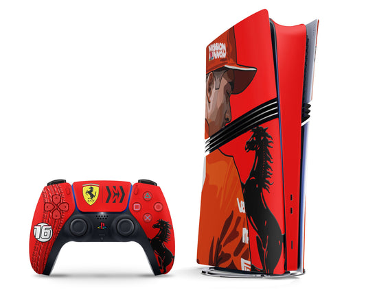 Lux Skins PS5 Pro Charles Leclerc F1 Ferrari PS5 Pro Skins - Sports Formula 1 Skin