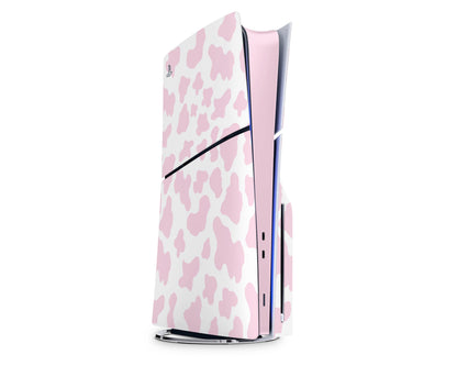 Lux Skins PS5 Slim Strawberry Milk Cow Print PS5 Slim Skins - Art Animals Skin