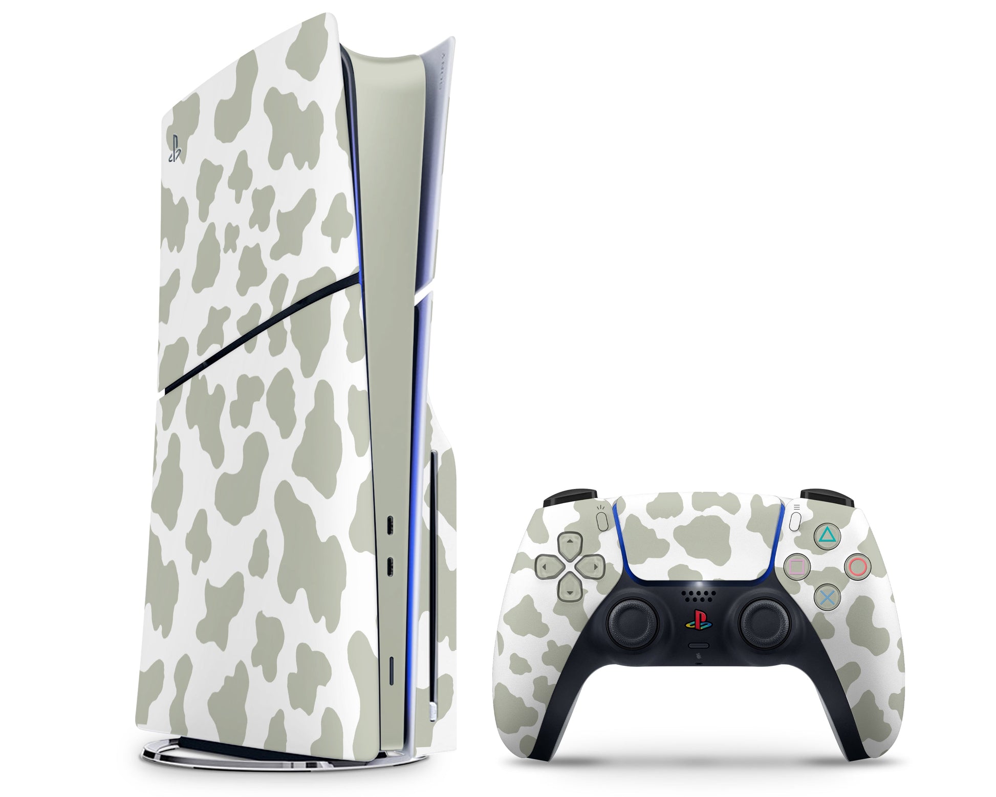 Lux Skins PS5 Slim Sage Cow Print PS5 Slim Skins - Art Animals Skin