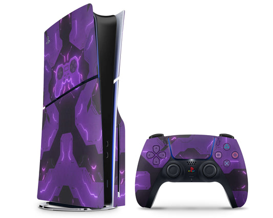 Lux Skins PS5 Slim Futristic Purple Gamer PS5 Slim Skins - Pattern Art Skin