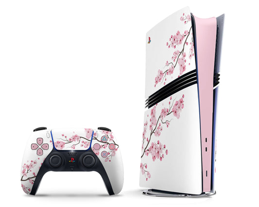 Lux Skins PS5 Pro White Cherry Blossom PS5 Pro Skins - Art Floral Skin